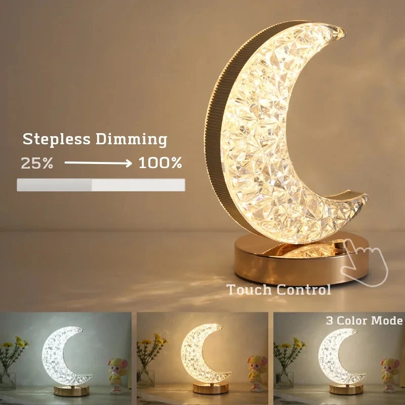 Moon crystal touch night light