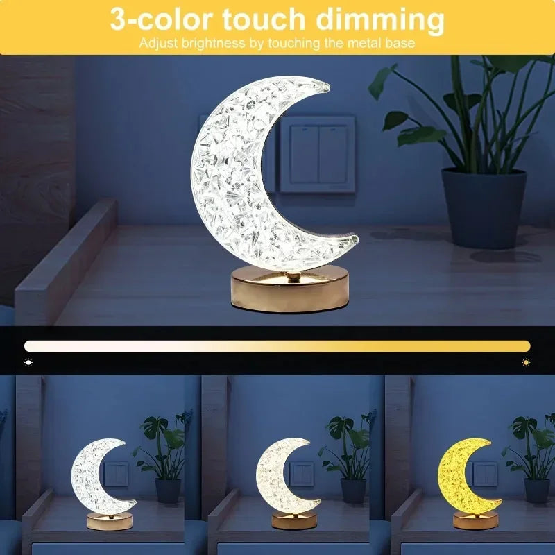 Moon crystal touch night light